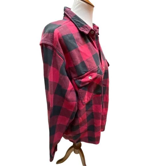 Field & Stream Vintage Button Down Red/Black Checkered Plaid Long Sleeve Flannel - Picture 4 of 14